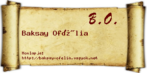Baksay Ofélia névjegykártya